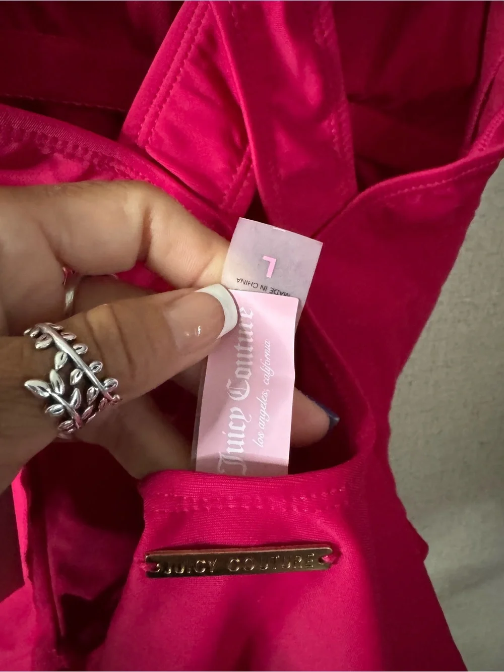 Juicy Couture Hot Pink One-Piece Swimsuit with Metal Logo Plate